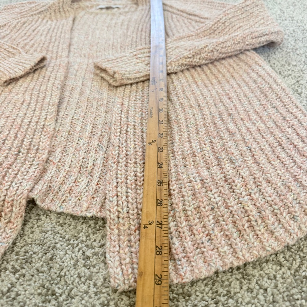 Loft Womens L Pink Confetti speckle Marl Ribbed Open Front Cardigan Sweater - Picture 5 of 11